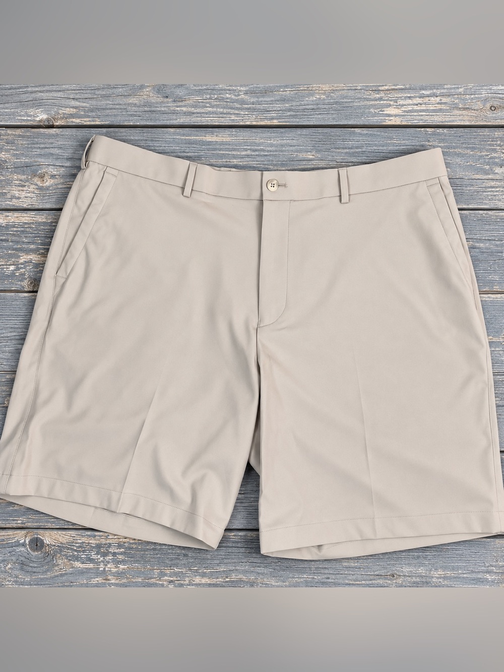 Peter Millar Wicking Golf Shorts Mens 42 Khaki Performance 9” Inseam Crown